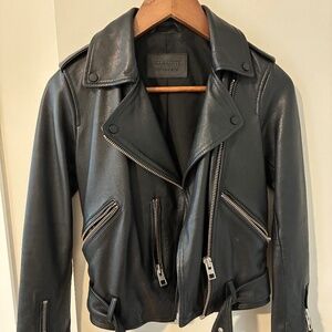 All Saints Leather Balfern Biker Jacket Size 0